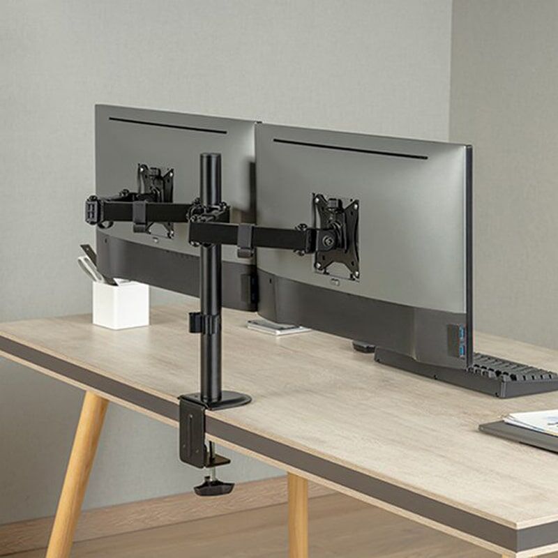 MXG BMA-24P Dual Monitor Steel Articulating Monitor Arm – Matte Black
