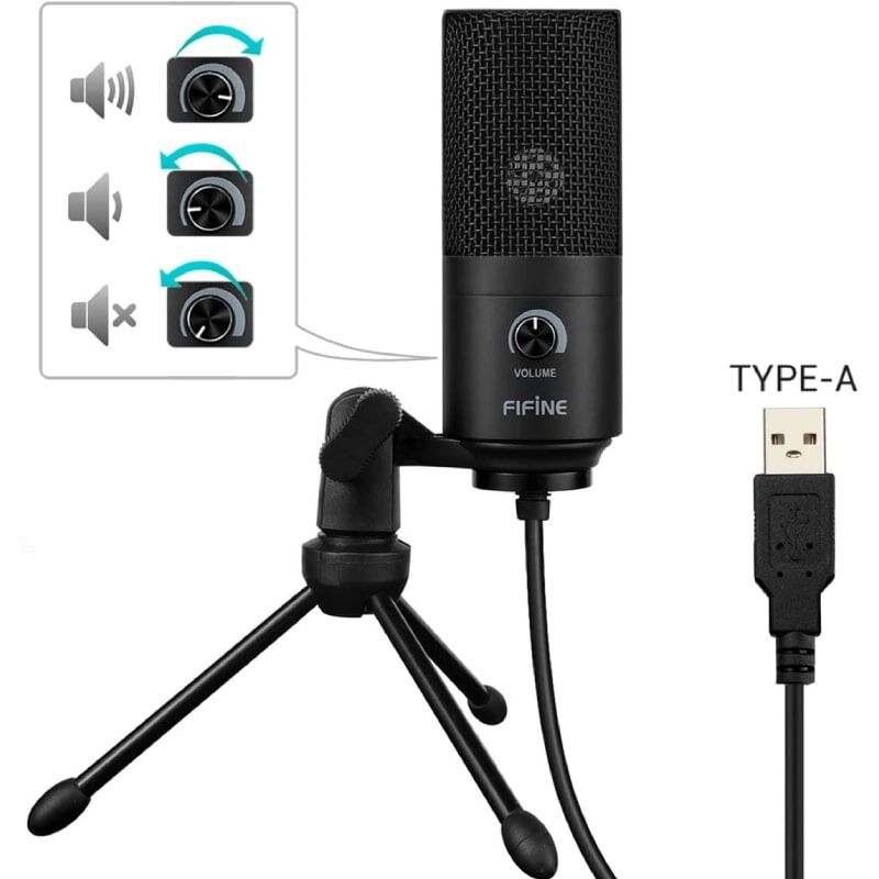 Fifine K669B USB Condenser Microphone with Volume Dial - Image 8