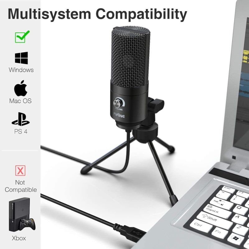 Fifine K669B USB Condenser Microphone with Volume Dial - Image 6